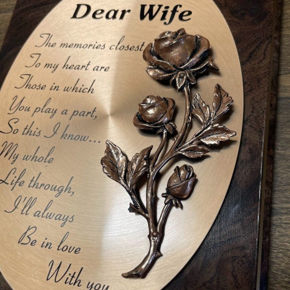 Vintage Bell Tree Inc. "My Dear Wife Plaque" Love Quote 6" x 8"